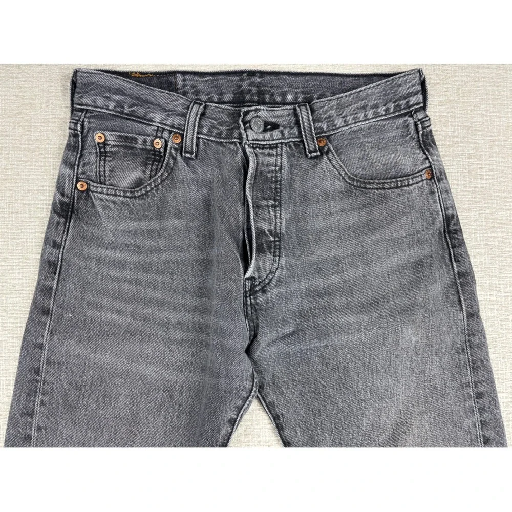 Levis 501 Mens 30x30 Jeans Grungy Stone Washed Grey Denim Honeycombing Fade
